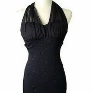 Betsy & Adam Halter Top Black Formal Dress